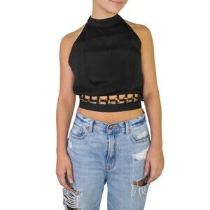 ASOS Black Caged Halter Top Crop Top Size 6 Small Sexy Going Out Cropped
